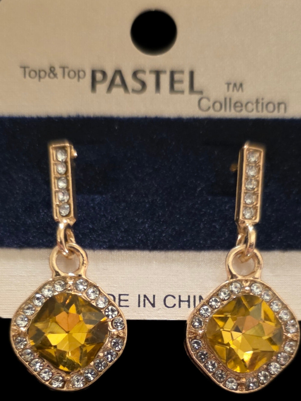 Goldtone Yellow Crystal Drop Earrings